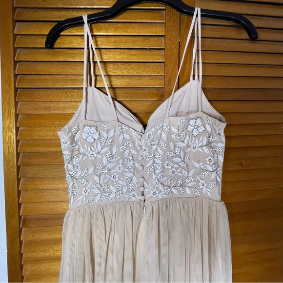 BHLDN By Anthropologie Elowen Floral Beaded Blush Gown Size 6 - Picture 10 of 13